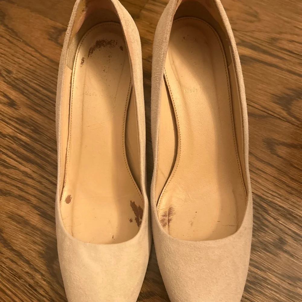 JCrew Cream Suede Block Heel Pump